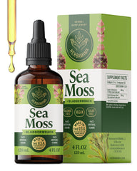 HERBAMAMA Irish Sea Moss Liquid Drops bottle front highlights vegan immune support.