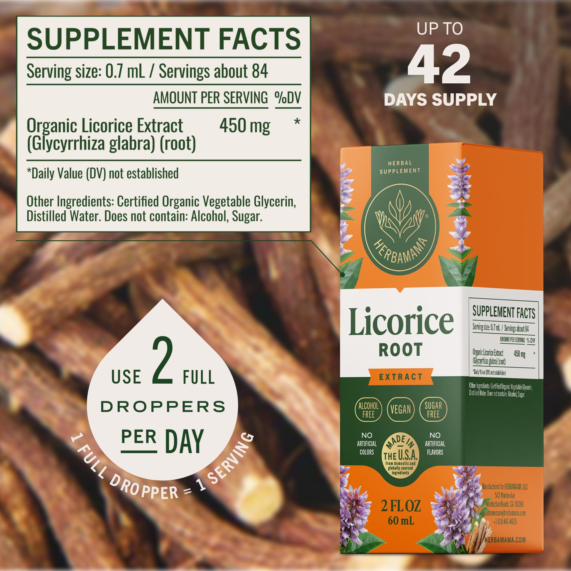 Simple three-ingredient Licorice tincture formula, vegetarian.