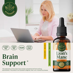 HERBAMAMA Lion's Mane tincture dropper shows fast-absorbing plant-based support