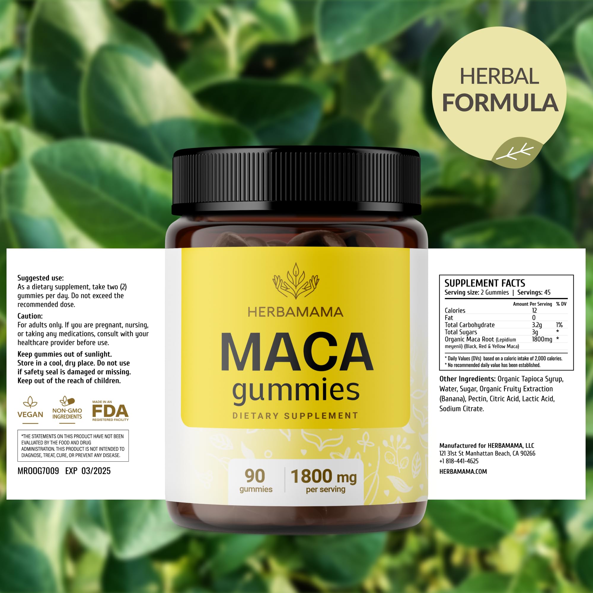 On-the-go pouch of HERBAMAMA Maca Root Gummies for daily use.