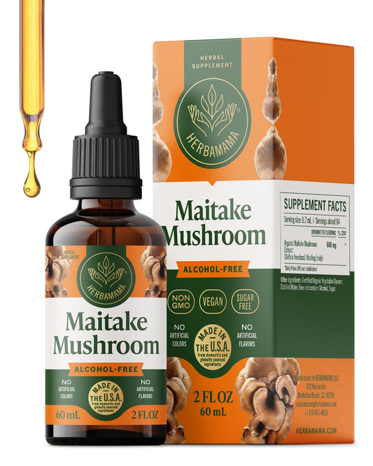 HERBAMAMA Maitake tincture bottle for convenient daily immune support