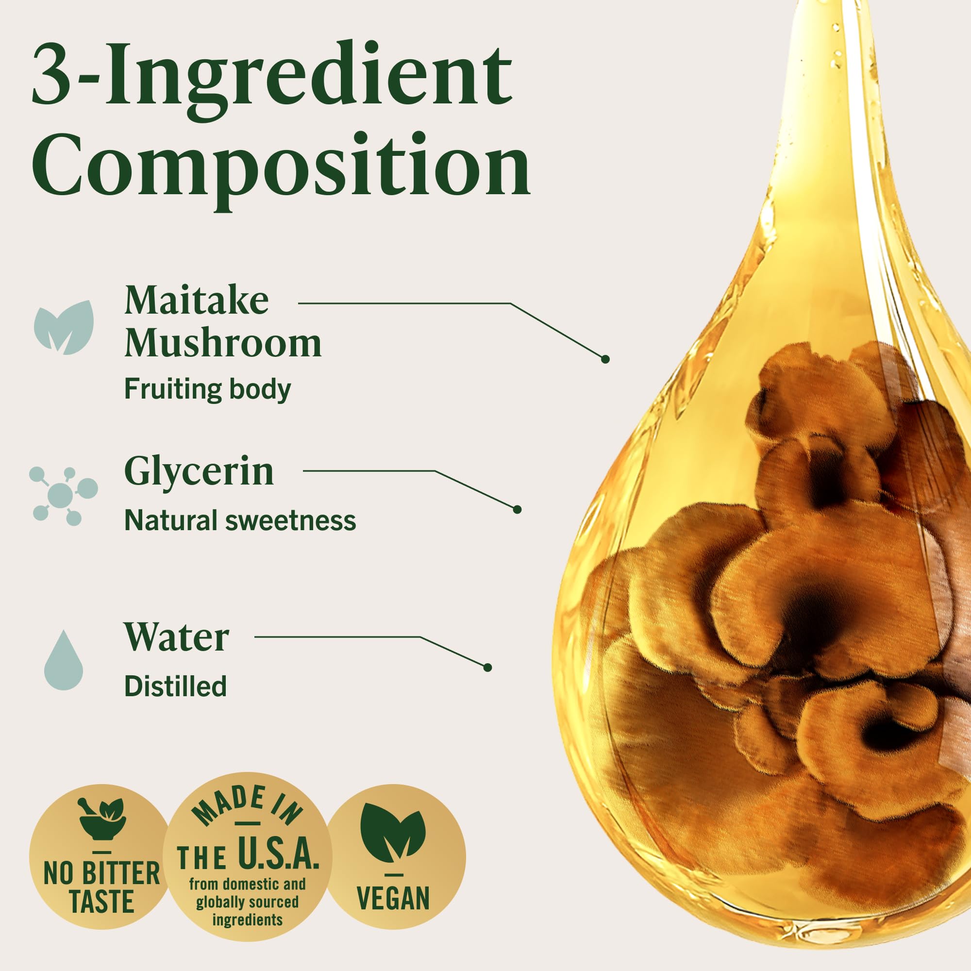 HERBAMAMA Maitake extract close-up demonstrating simple formula