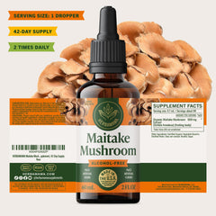 HERBAMAMA Maitake extract bottle on a kitchen shelf