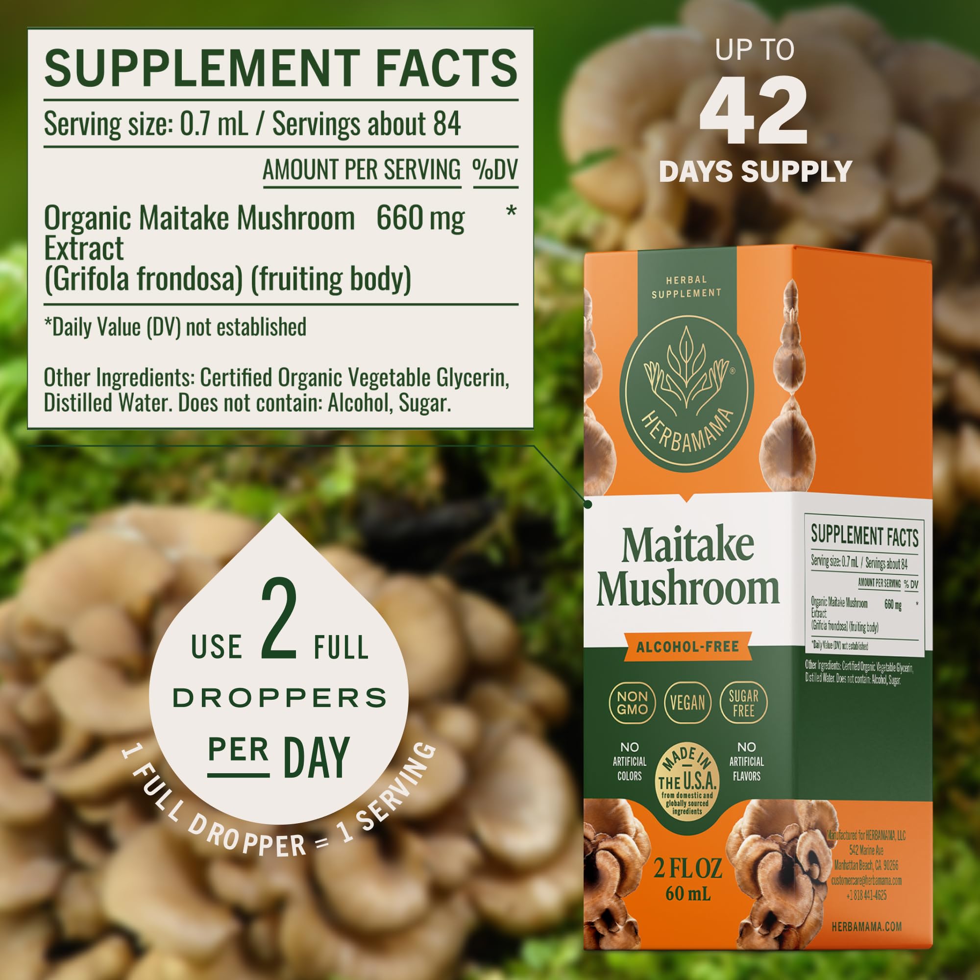 HERBAMAMA Maitake tincture under tongue for fast absorption