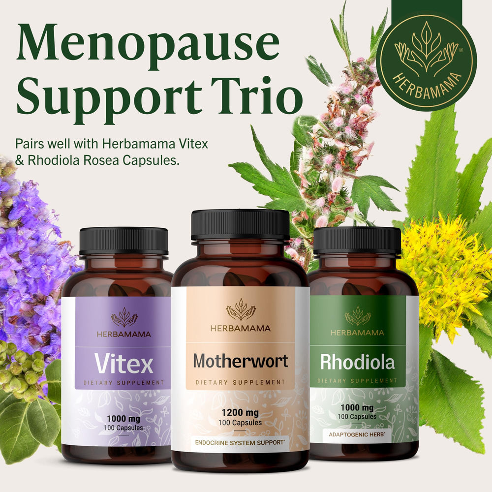 HERBAMAMA capsules filled with pure Motherwort powder.