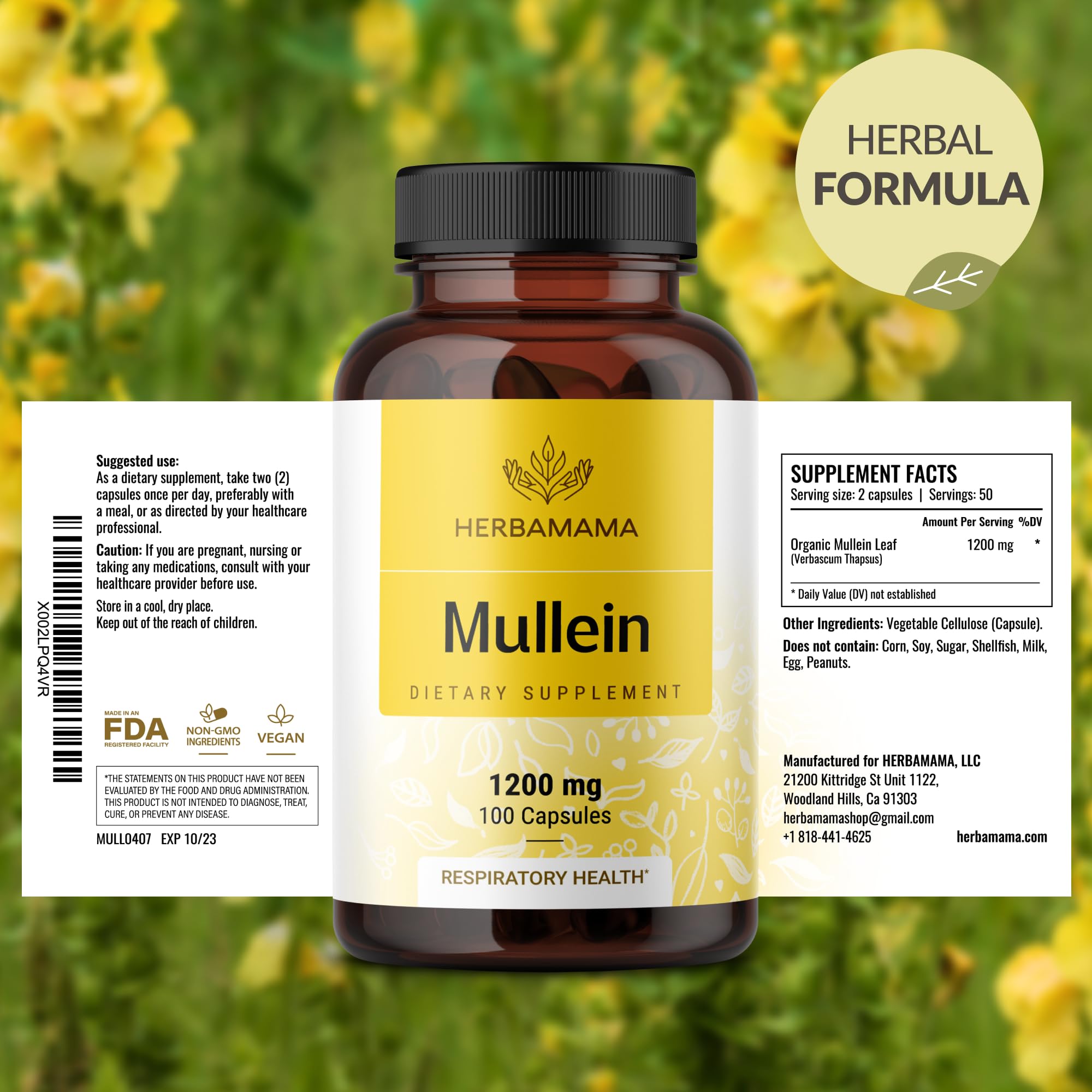Mullein Leaf capsules on lifestyle tray for on the go use