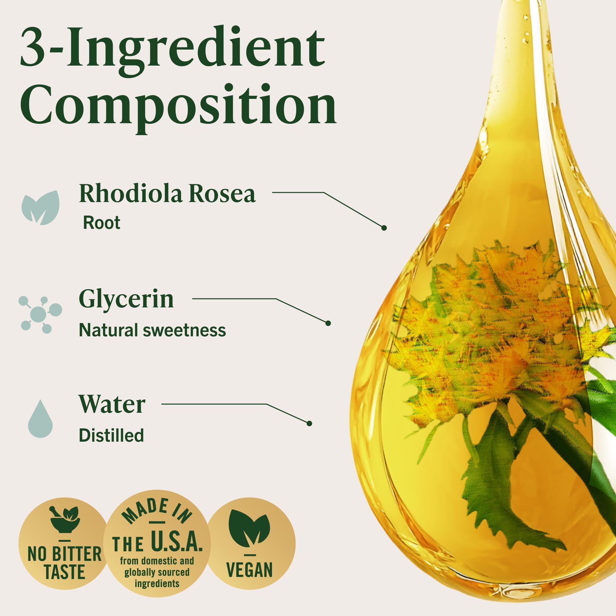 Herbamama Rhodiola tincture dropper near tongue for fast absorption