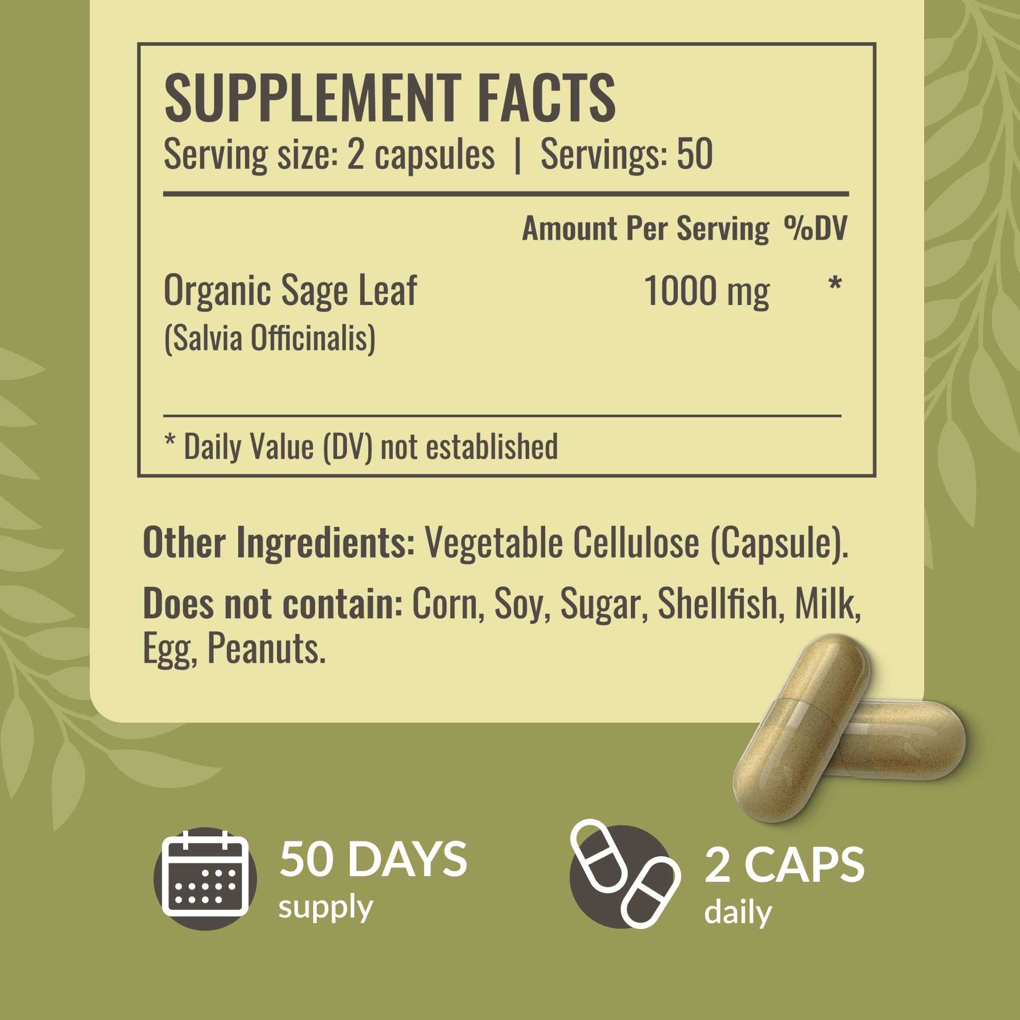 HERBAMAMA sage leaves dried on surface, natural plant source for wellness.