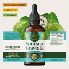 HERBAMAMA Soursop Drops packaging highlighting vegan, alcohol-free design