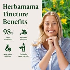 HERBAMAMA packaging beside bottle emphasizes vegan and non-GMO.