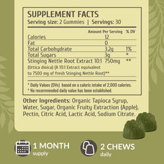 HERBAMAMA Stinging Nettle Gummies textured chews emphasize easy digestion and flavor.