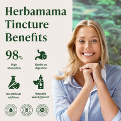 HERBAMAMA tincture label close-up communicates two-herb formula.