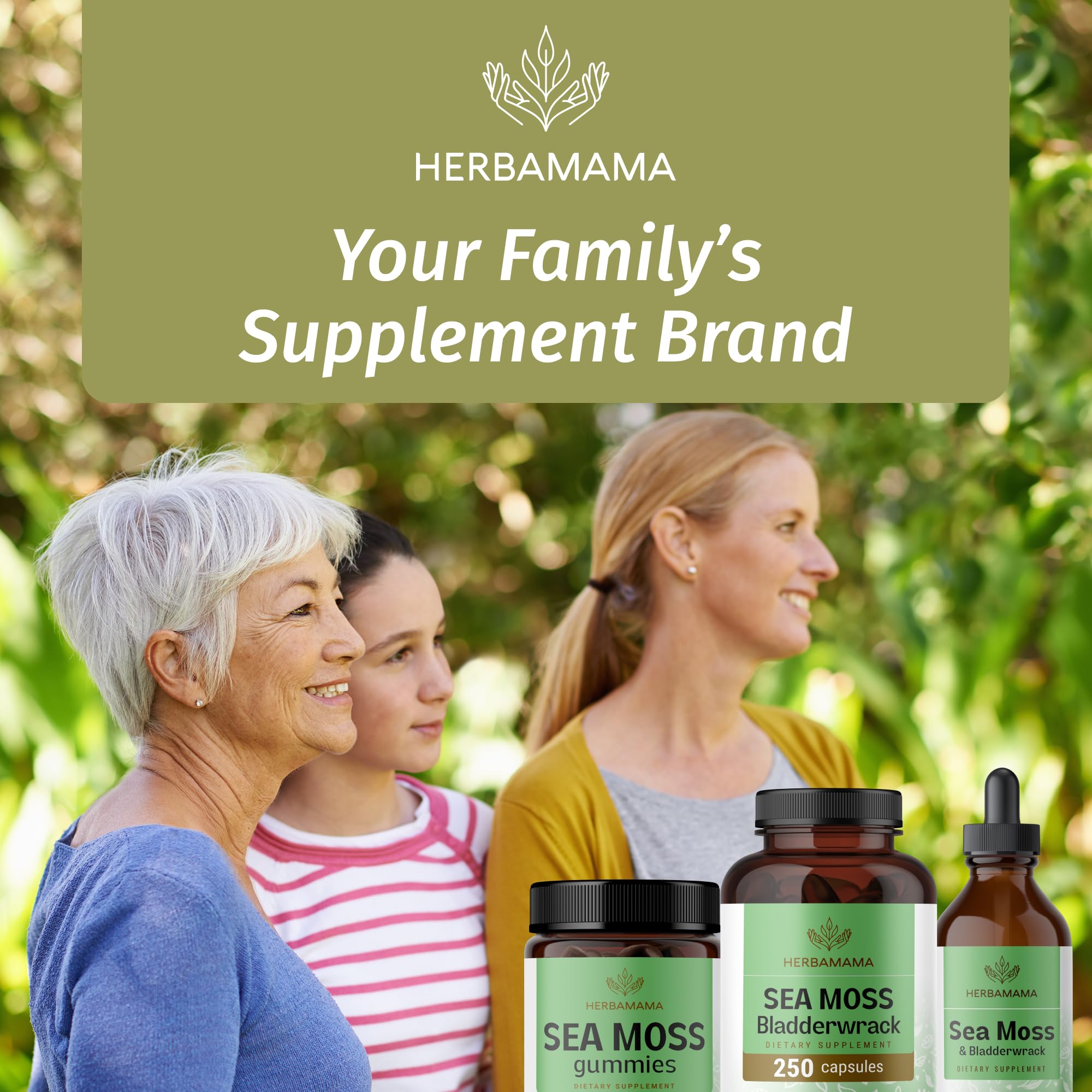 HERBAMAMA travel-friendly bottle with capsules beside tea.