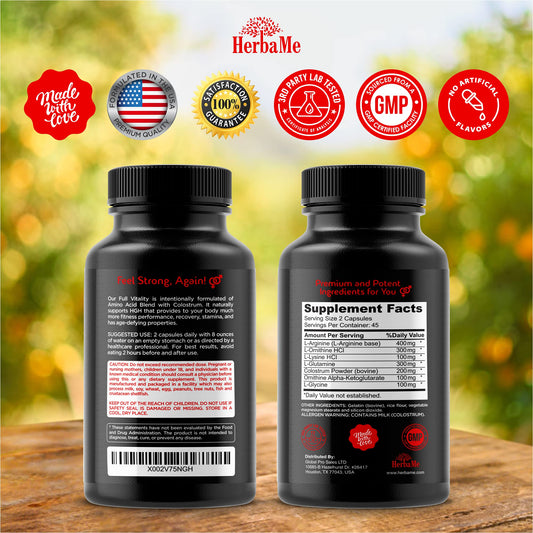 Close-up of HerbaMe HGH capsules ready for workouts and recovery