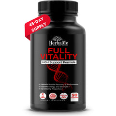 HerbaMe HGH supplements bottle on a clean surface highlighting daily vitality support