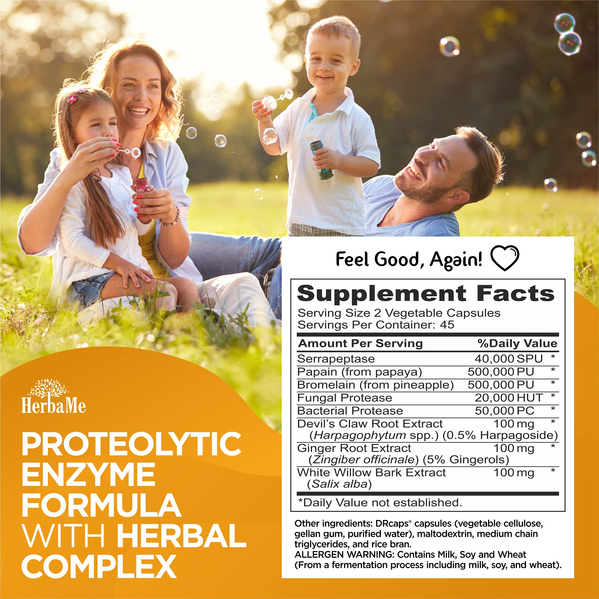HerbaMe label view showing purity and third-party testing promise