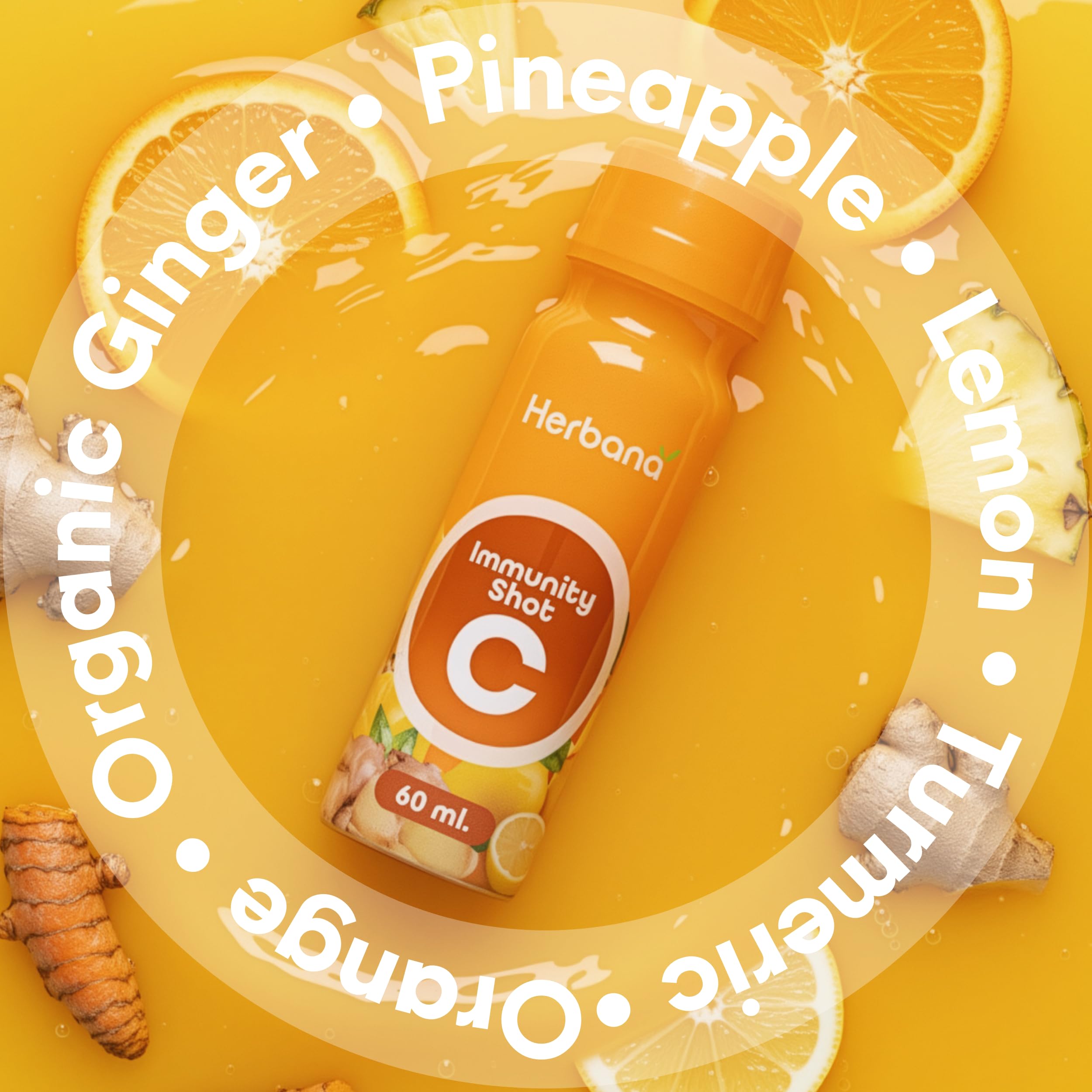 HERBANA Immunity & Digestive Shot bottle; convenient packaging for quick daily use.