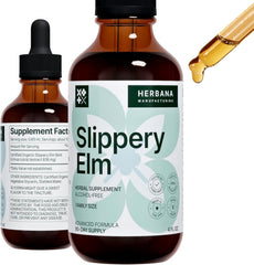 HERBANA Slippery Elm Bark Drops bottle pour for easy daily dosing