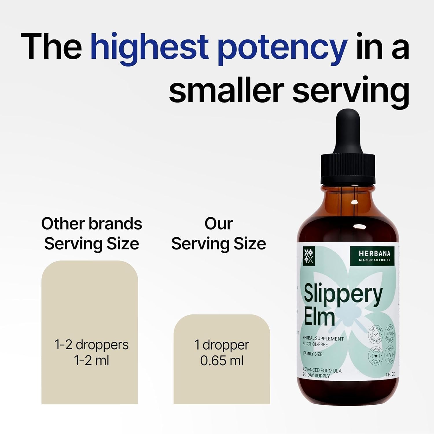 HERBANA Slippery Elm Bark Drops mixed with water for simple consumption