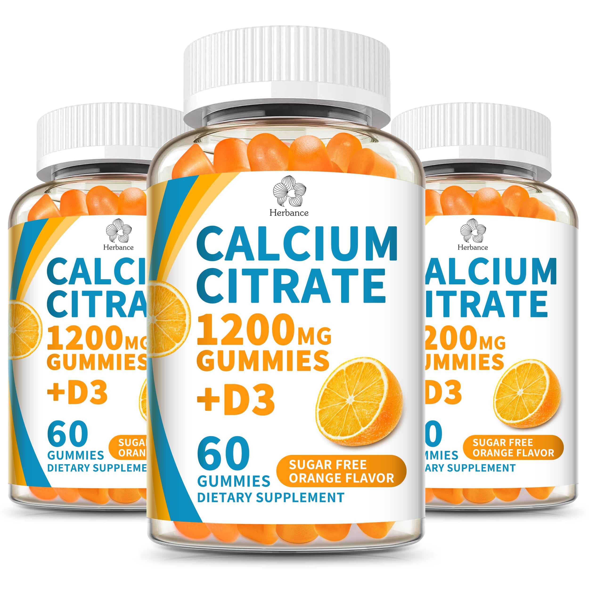 Herbance calcium citrate gummies in a bottle show convenient daily calcium support.