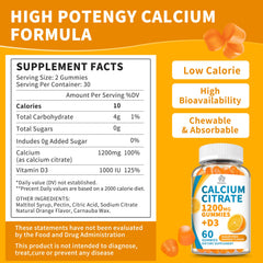 Herbance packaging highlights vegan, non-GMO calcium gummies suitable for all ages.