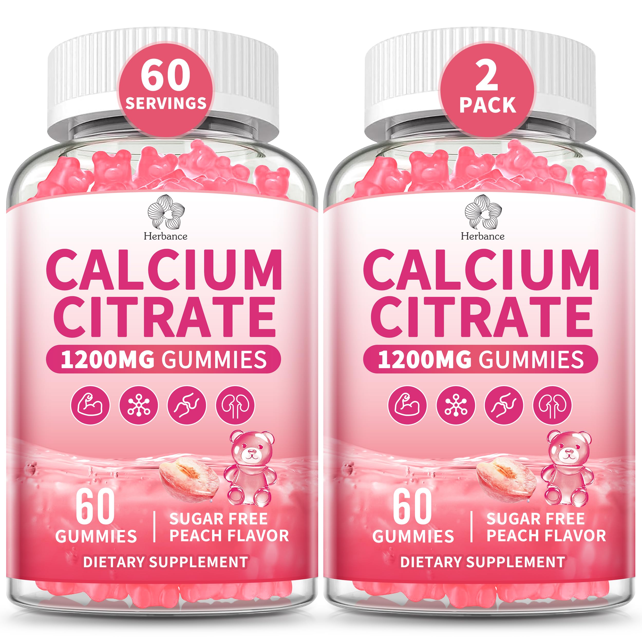 Herbance Calcium Citrate Gummies bottle front for high-absorption daily support