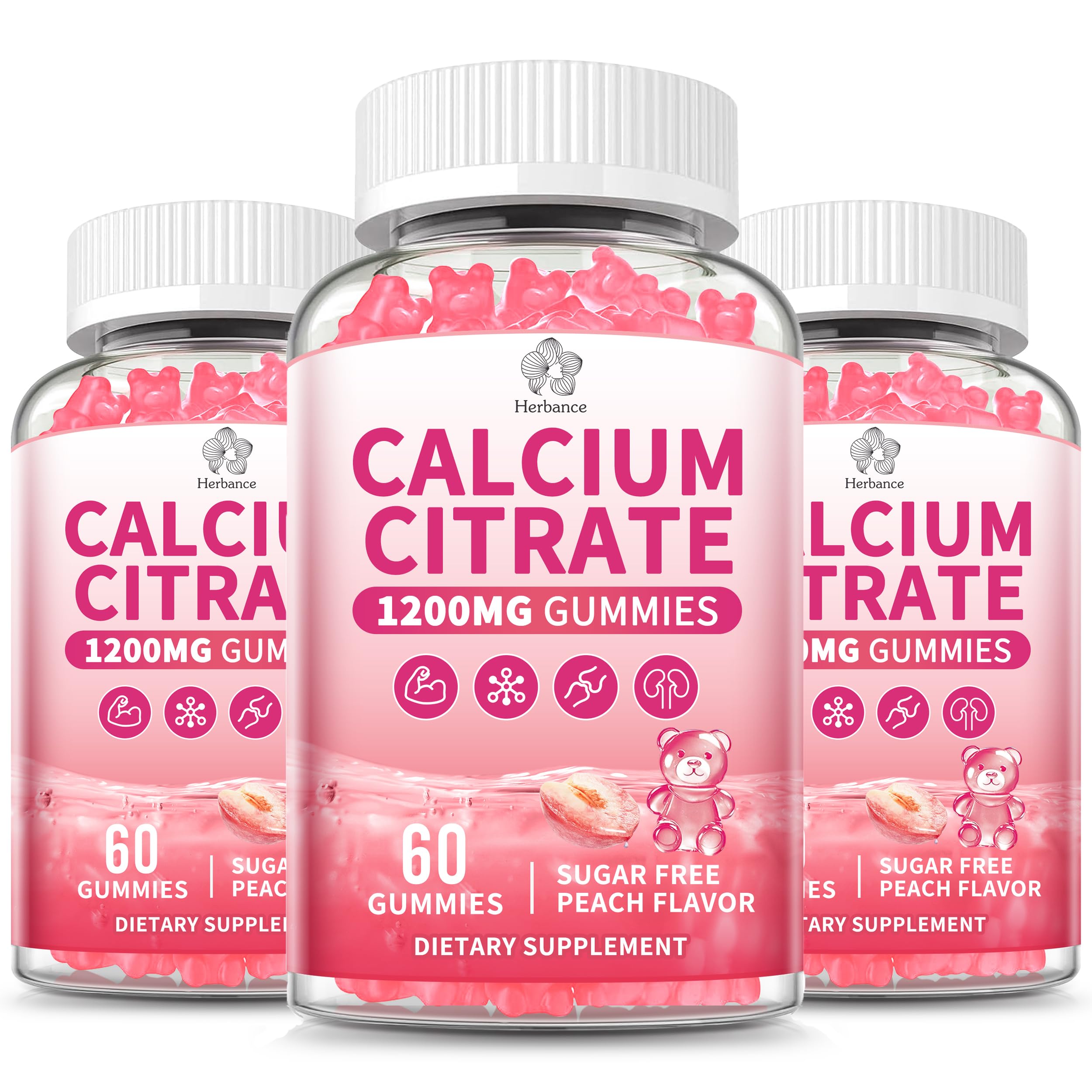 Herbance Calcium Citrate Gummies bottle for daily calcium support