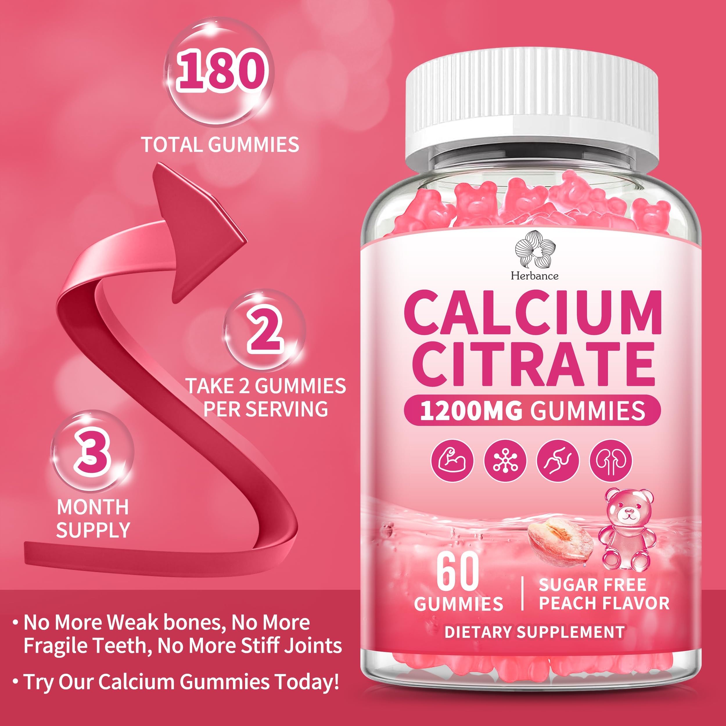 Two daily servings shown for easy routine with Herbance gummies