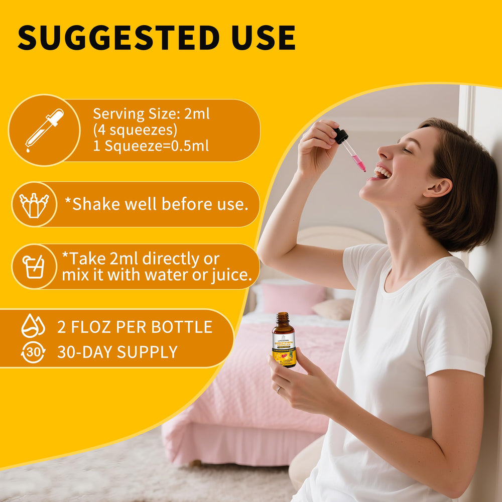 Herbance dropper illustration emphasizes accurate daily dosing.