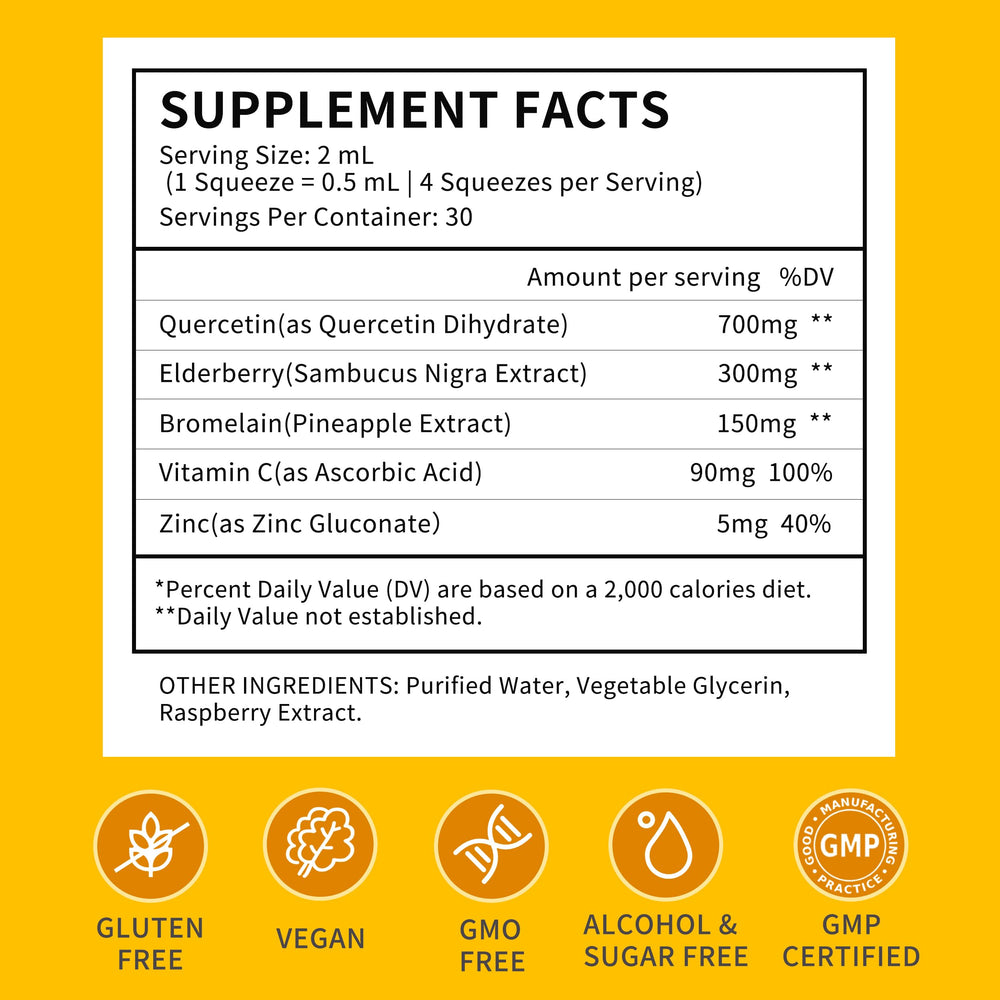 Herbance liposomal quercetin pour highlights quick dosing and on-the-go convenience.