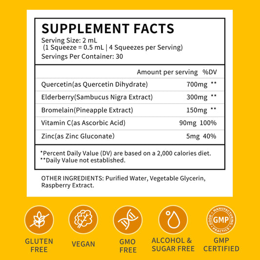 Herbance liposomal quercetin pour highlights quick dosing and on-the-go convenience.