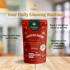 HERBEAT Korean Red Ginseng Prime 30 pouches lined up for daily ritual