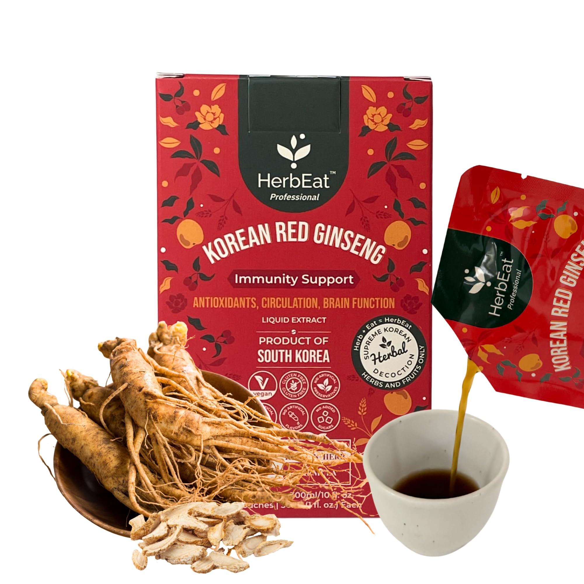 HERBEAT Korean Red Ginseng Prime bottle pour for a quick daily energy ritual