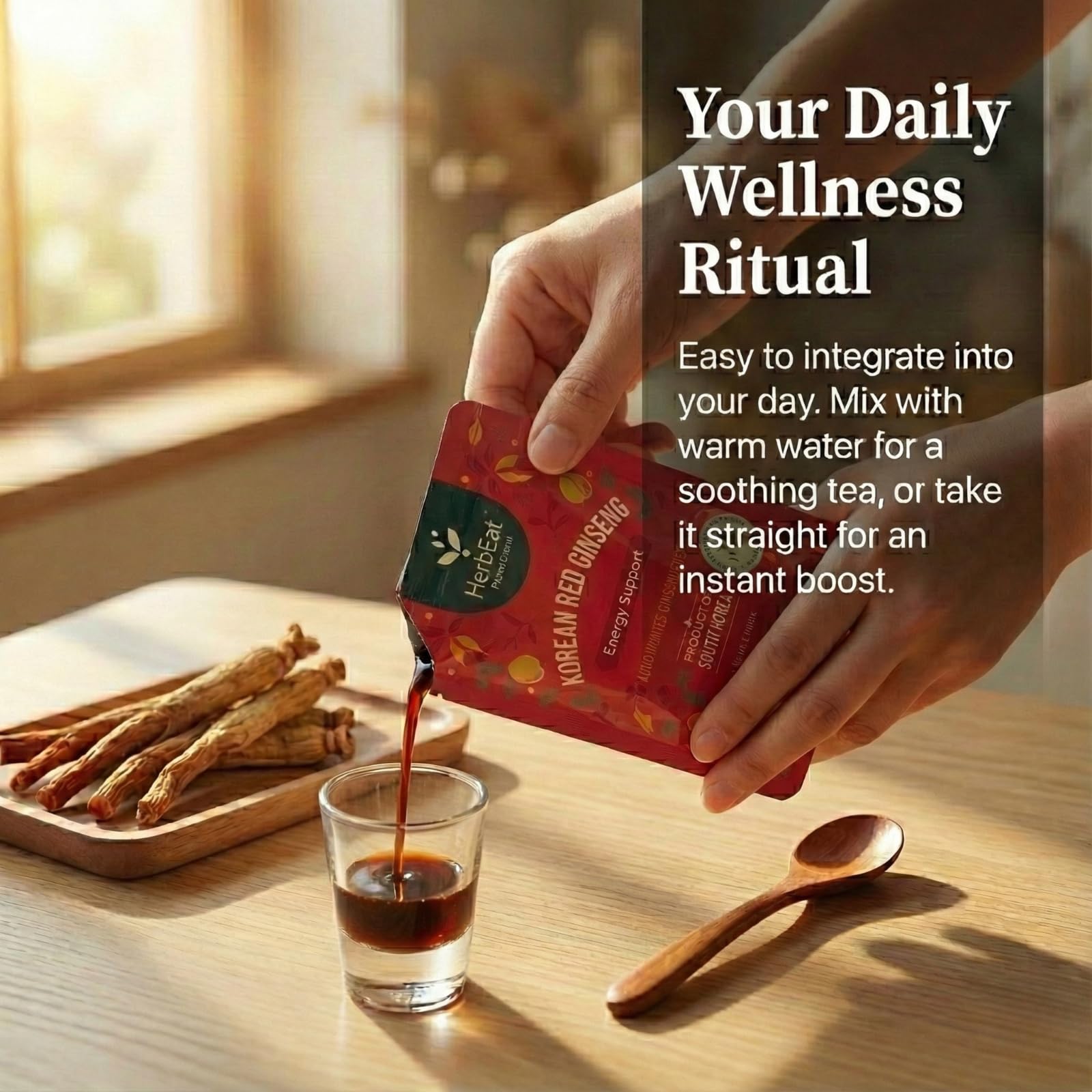 HERBEAT Korean Red Ginseng Prime vegan formula symbol on packaging