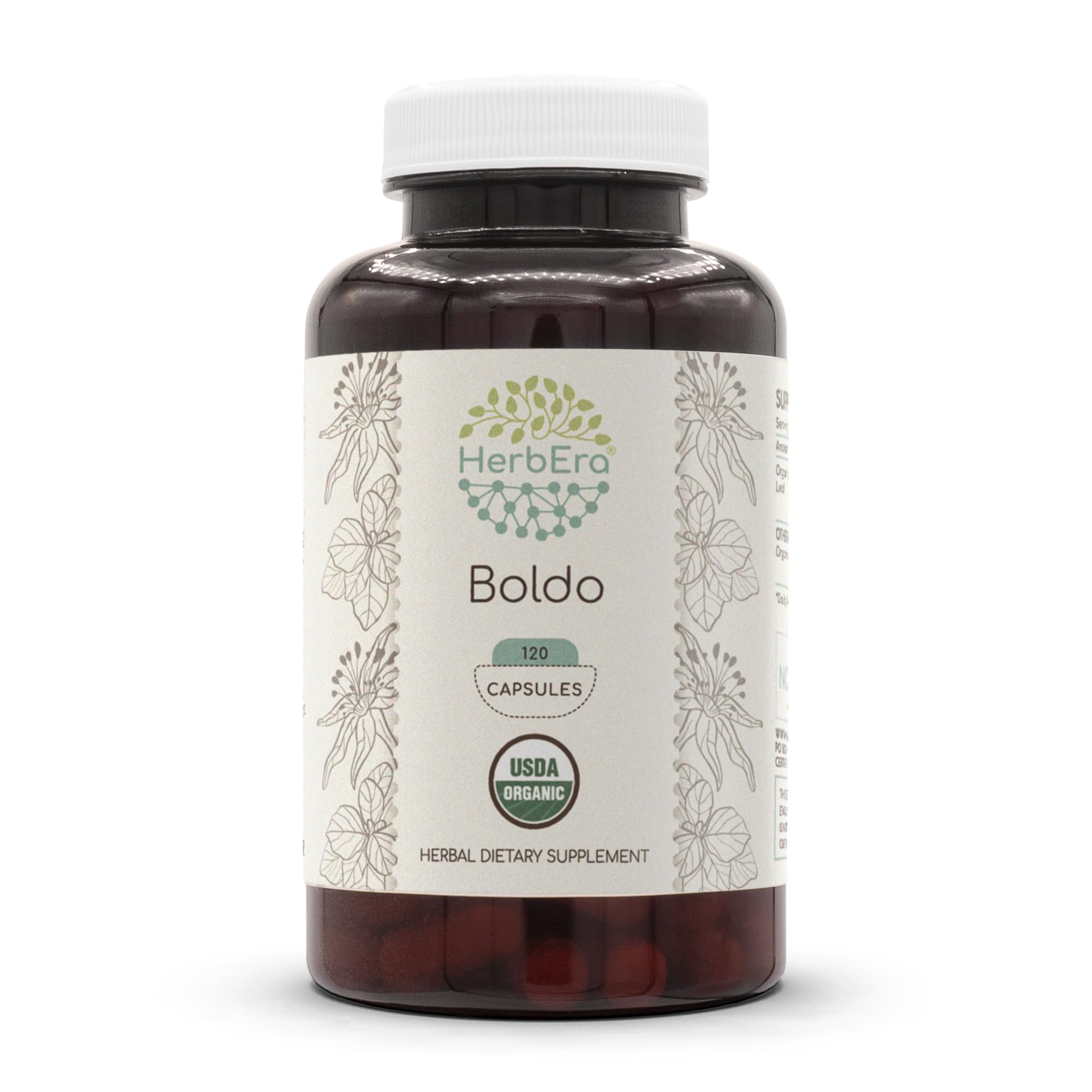 HerbEra Boldo capsules in bottle for daily organic wellness