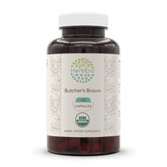 HerbEra butcher's broom bottle 120 capsules for daily herbal support.