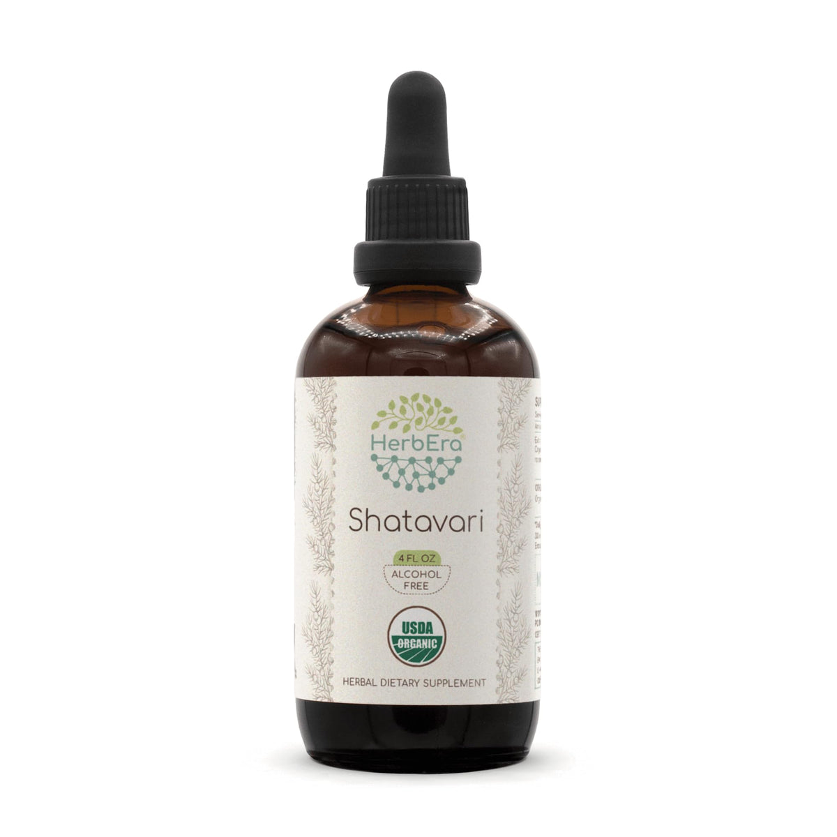HerbEra Shatavari tincture bottle with dropper for convenient daily use.