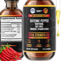 HERBIFY Cayenne Drops bottle front showing daily digestion support.