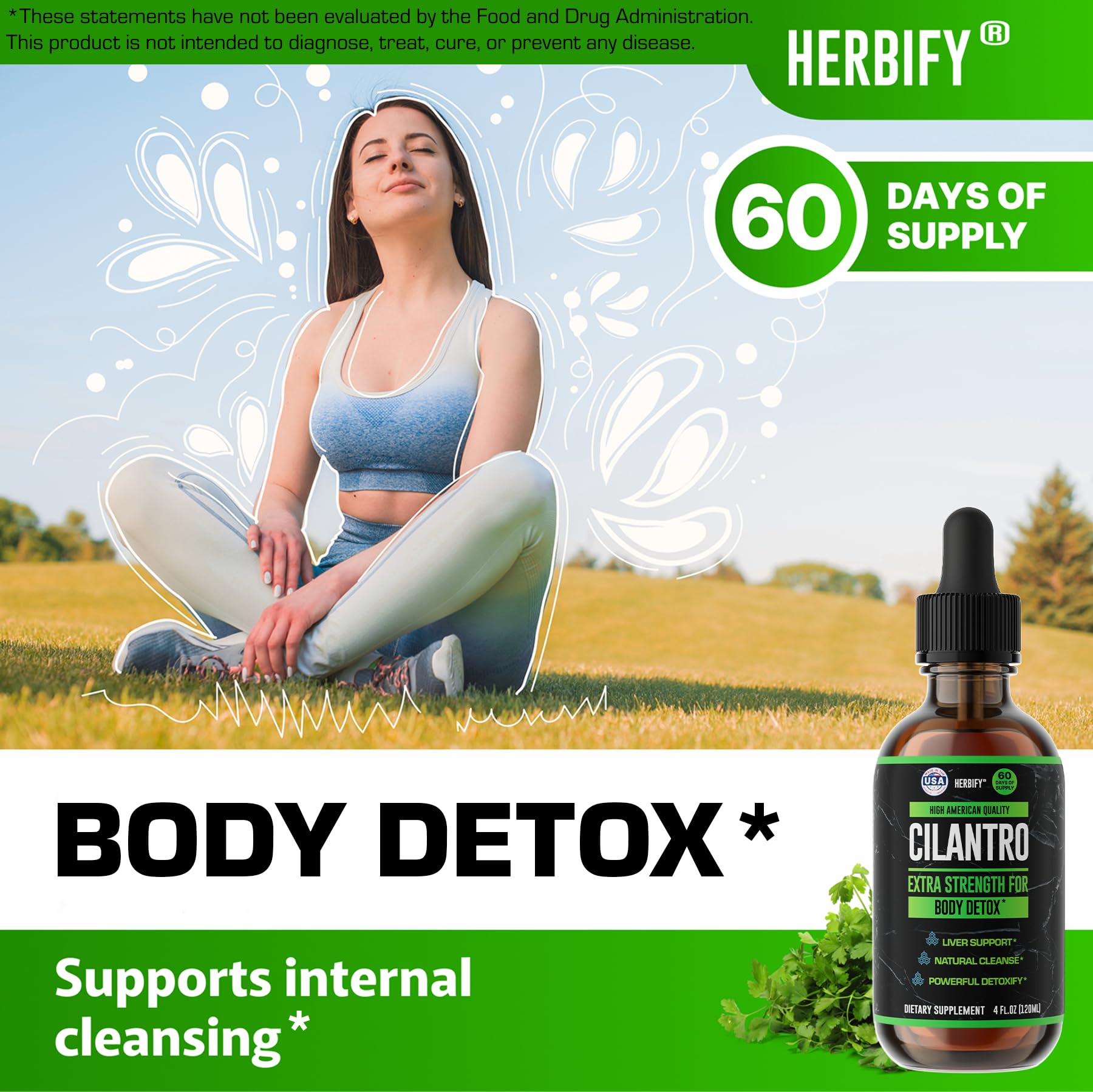 HERBIFY Cilantro Tincture dropper enables easy, precise daily dosing
