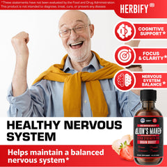 HERBIFY Lions Mane bottle label highlights premium USA-made quality.