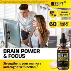 HERBIFY Lions Mane tincture drops poured for easy daily intake.