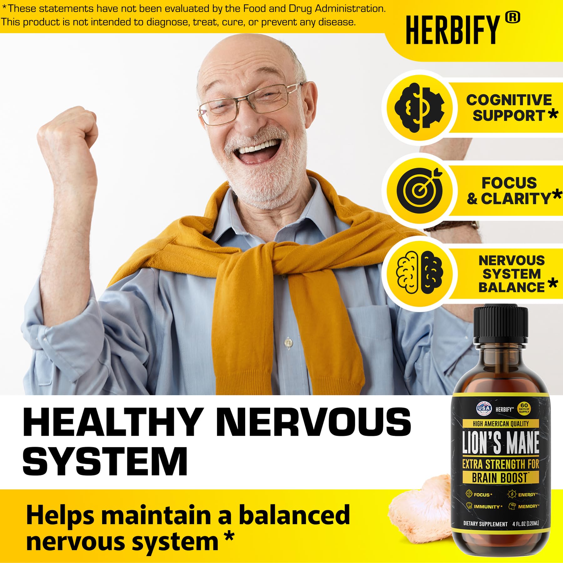 HERBIFY Lions Mane extract with wild ingredients for immune-support wellness.