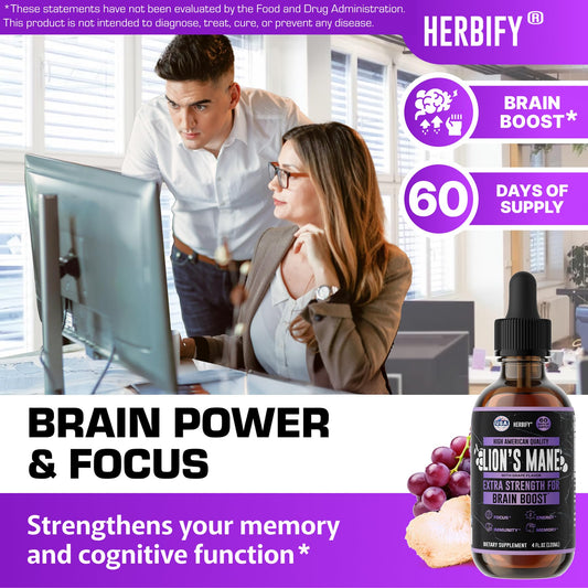 HERBIFY Lions Mane dropper provides precise, easy dosing.