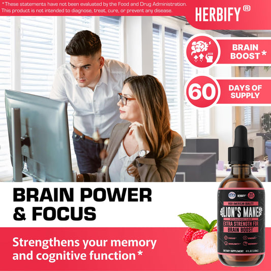 HERBIFY Lions Mane tincture dropper for easy dosing and clarity