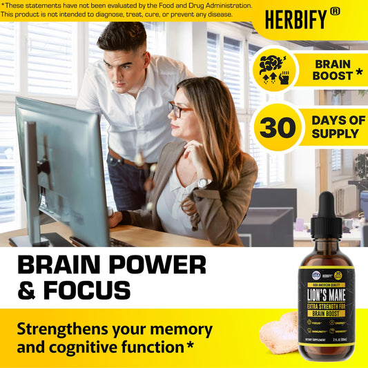 HERBIFY Lions Mane tincture dropper releasing liquid for daily dosing