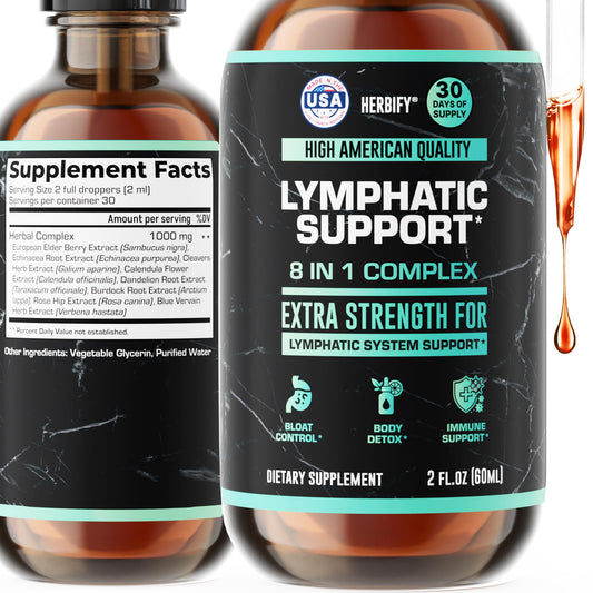 HERBIFY Lymphatic Drainage Drops bottle for daily detox support