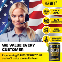 HERBIFY Mullein Capsules USA-made badge signaling quality.