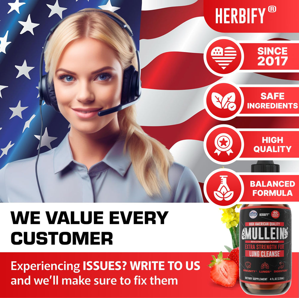 Amber tincture bottle of HERBIFY Mullein Drops preserves potency and freshness