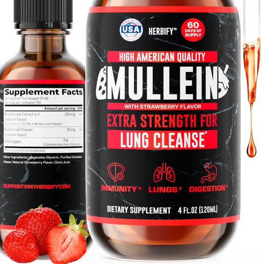 HERBIFY Mullein Drops bottle with mullein leaf extract for respiratory support