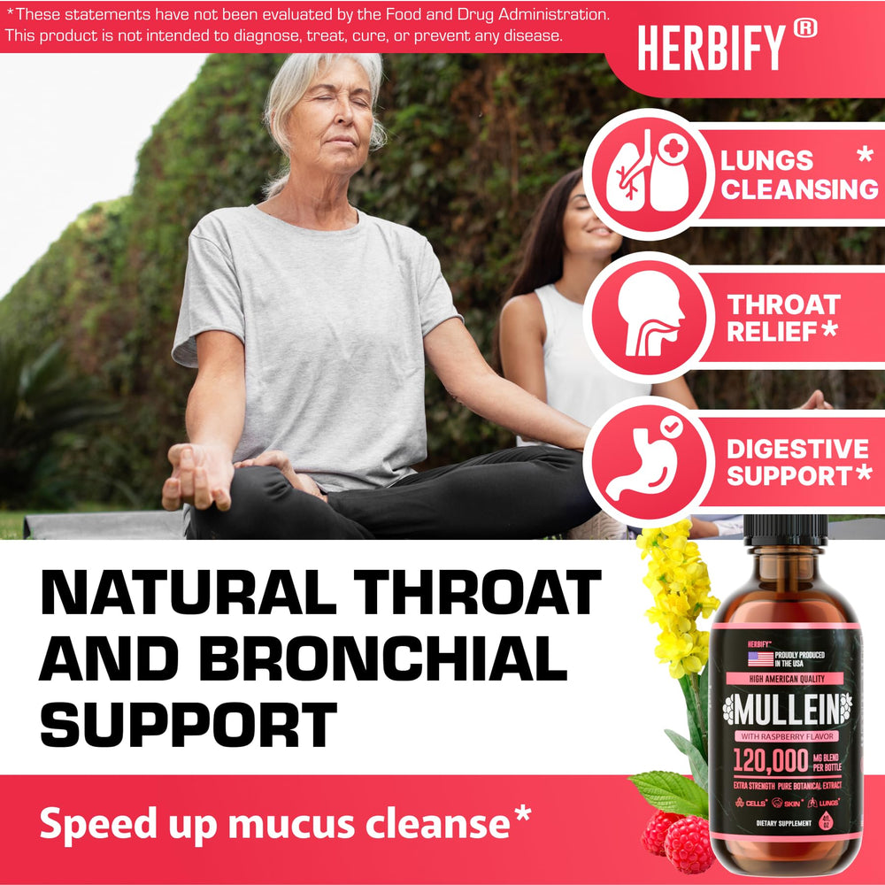 Herbify Mullein Drops packaging displays Made in USA quality.